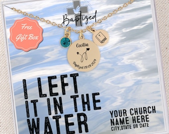 Personalized Baptism Necklace, Birthstone Charm, Christian Gift