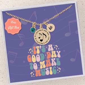 Personalized Music Necklace Gift for Music Lover Necklace Silver Music Note Necklace with initial Custom Birthstone Music Jewelry Pendants
