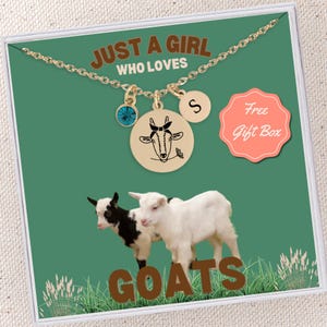 Personalized Goat Necklace Gift for Farm Animal Lover Gift for Goat Lover Custom Birthstone Initial Goat Pendant Farmer Gift with Goat Cute
