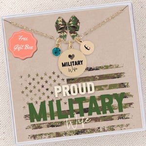 Custom Military Wife Necklace Military Deployment Gift for Wife Personalized Birthstone Jewelry for Military Wife Gift Military Graduation