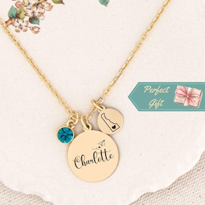 Custom State Delaware Necklace Silver Delaware State Jewelry Personalized Birthstone Name Pendant Delaware State Outline Necklace with Heart