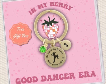 Personalized Custom Hiphop Dance Keychain for Backpack Strawberry Disco Custom Dancer Keychain Love to Dance Team Gift Hip Hop Dancer Gift