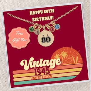 80th Birthday Necklace Gift Custom Grandkids Birthstones Necklace Jewelry for 80 Birthday Gift for 80 Year Old Woman Sister 80 Birthday Gift