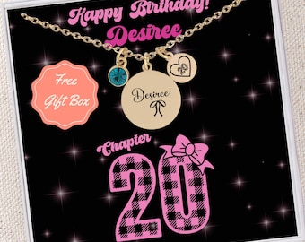 Custom 20th Birthday Gift Necklace for Birthday Girl Necklace 20th Birthday Jewelry Gift for 20 Year Old Girl Custom Birthstone Name Pendant