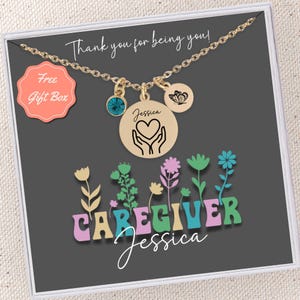 Personalized Caregiver Gift Necklace Thank You Gift for Caregiver Sterling Silver Appreciation Gift Hospice Care Giver Custom Birthstone