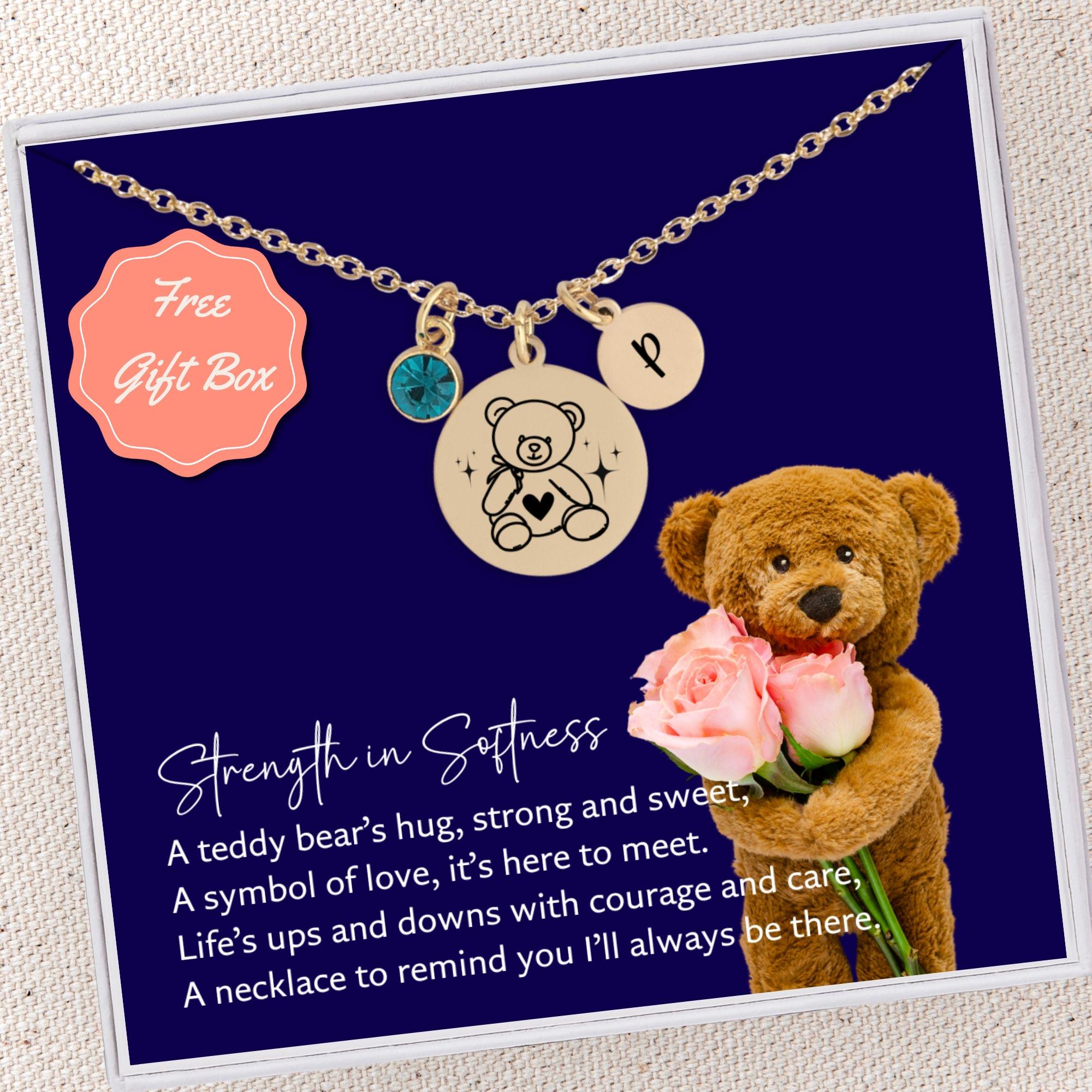 14k Yellow Gold Teddy Bear Pendant - Gem
