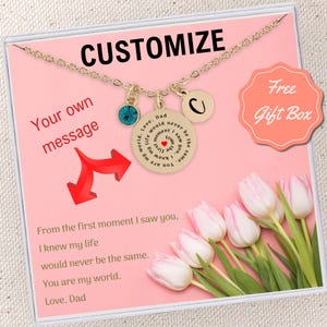 Personalized Custom Message Necklace Message Necklace for Her Birthday Gift Custom Spiral Quote Necklace Birthstone Initial Message Card