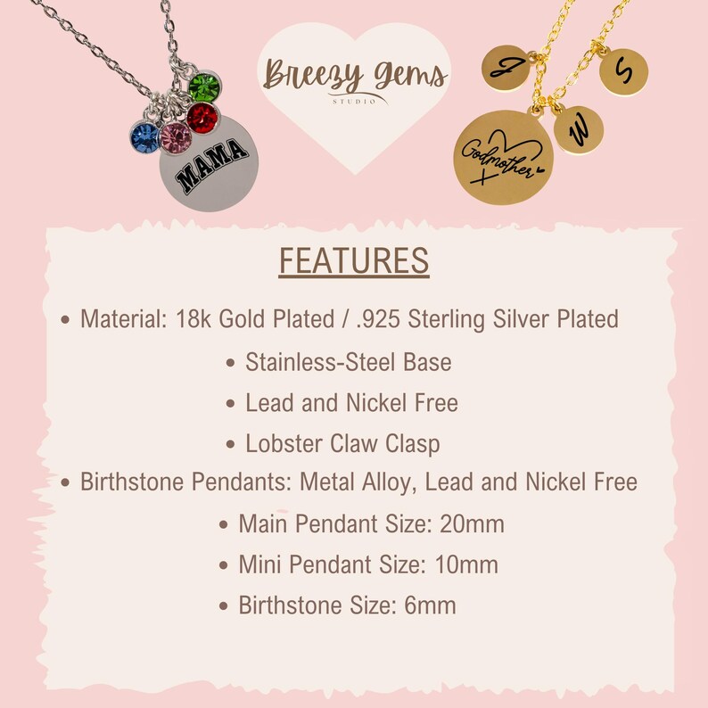 Custom Sterling Silver Birthstone Necklace: Handmade Personalized Jewelry For Mom, Argentium Family Circle Pendant