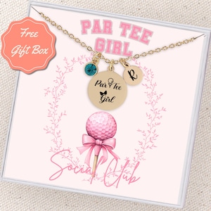 Golf Gifts for Women Golf Gifts for Girls Coquette Necklace Golf Necklace Girl Golfer Gifts Custom Birthstone Initial Message Card Necklace
