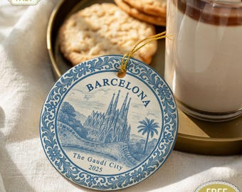 Barcelona Ornament • Gaudí City Travel Souvenir • Ceramic Christmas Keepsake Gift O116