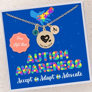 Personalized Autism Awareness Necklace Autism Awareness Jewelry Necklace Pendant Custom Birthstone Puzzle Necklace for Autism Awareness Gift