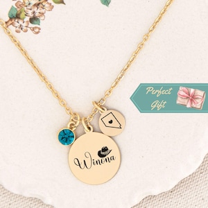 Custom State Nevada Necklace Silver Nevada State Jewelry for Cowgirl Personalized Birthstone Name Pendant Necklace with Nevada State Outline