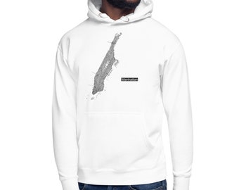 New York Manhattan Streets Graphic Hoodie, Men's Urban Streetwear Sweatshirt, NYC City Map Hoodie, Cozy Gift