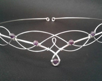 Amethyst Crown Elven Wedding Headpiece Fairy Tiara Medieval Renaissance Handfasting Headpiece