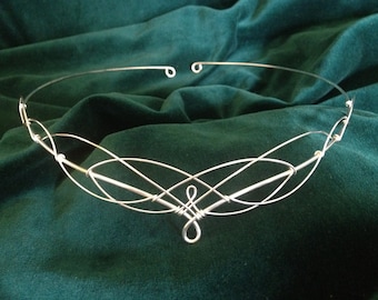 Silver Elven Circlet Celtic Tiara Wedding Headdress Headpiece Boho Bridal Handfasting