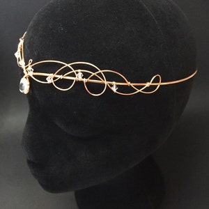 Rose Gold Tiara Circlet with Clear Quartz & Crystal Wedding Headpiece Medieval Renaissance image 7