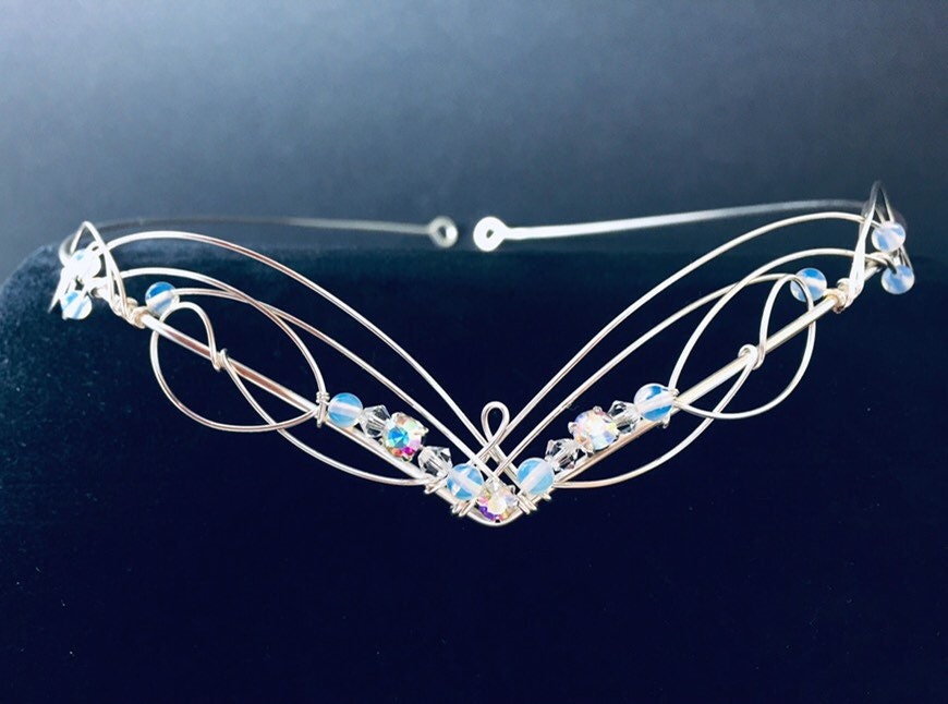 Art Nouveau Tiara Circlet Headpiece Opalite Moonstone Elven