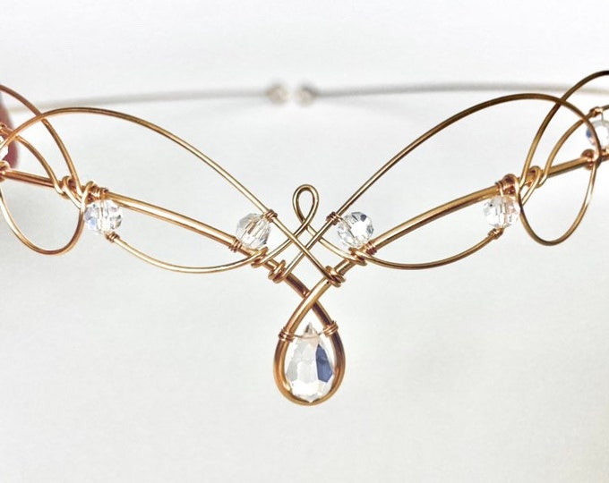 Featured listing image: Gold Tiara Circlet Elven Wedding Headpiece with Premium Crystals