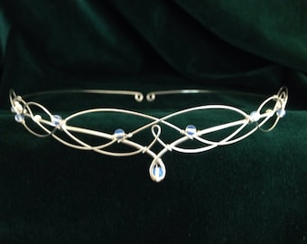 Gemstone Circlet Choose Either Opalite Moonstone Rose Quartz, Lapis Lazuli or Amethyst Elven Headpiece Tiara Medieval Handfasting