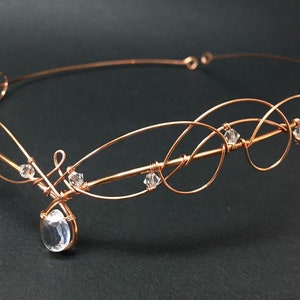 Rose Gold Tiara Circlet with Clear Quartz & Crystal Wedding Headpiece Medieval Renaissance image 5