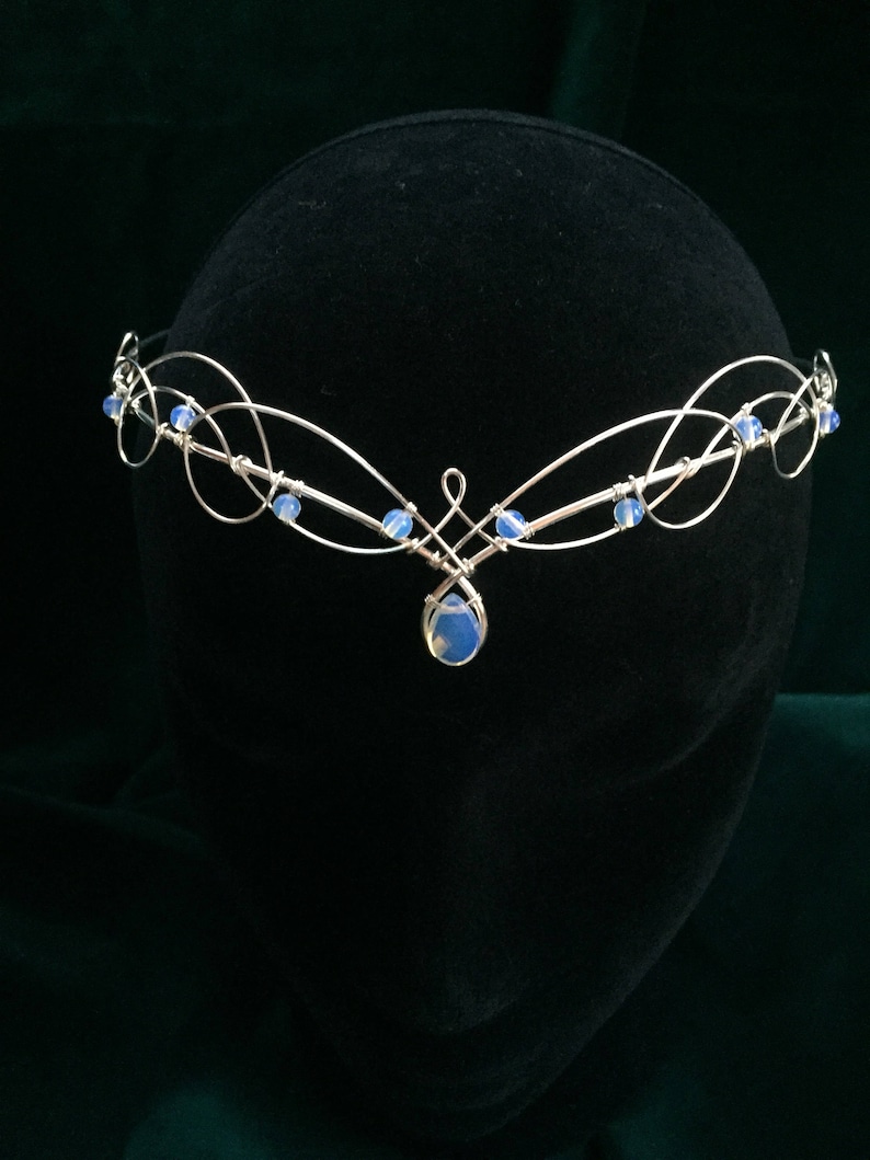 Circlet with Opalite Moonstones Elven Wedding Tiara Crown Headpiece Medieval Renaissance Wedding image 7