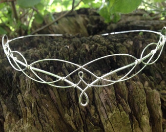 Wedding Circlet Silver Boho Bridal Wedding Headpiece Medieval Bridal Headdress Elven Fairy Crown