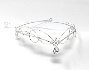 Handmade Elven Wedding Tiara Circlet Medieval Crown Renaissance Headpiece Celtic Bride Diadem