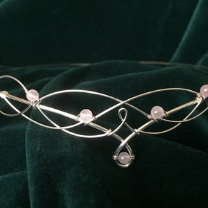 Rose Quartz Circlet Elven Crown Wedding Tiara Handfasting Headpiece Medieval Renaissance