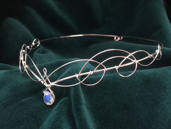 Circlet Tiara in Opalite Moonstone Bridal Headpiece Medieval  display picture 2