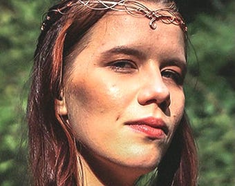 Copper Rose Gold Elven Circlet Medieval Crown Tiara in Renaissance Pagan Wedding Handfasting Bridal Headpiece Boho