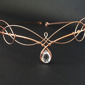 Rose Gold & Clear Quartz Elven Tiara Circlet Headpiece