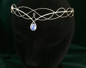 Opalite Moonstone Headpiece Elven Circlet Medieval Wedding Boho Bridal Tiara