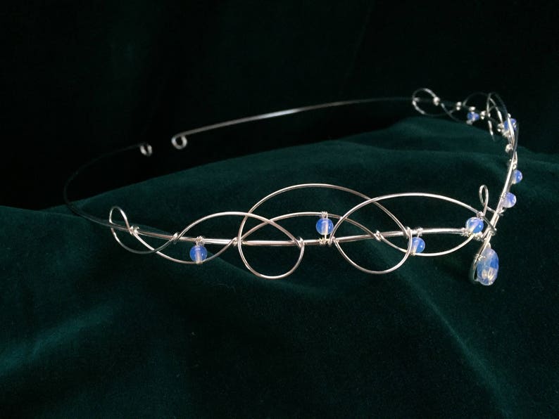 Circlet with Opalite Moonstones Elven Wedding Tiara Crown Headpiece Medieval Renaissance Wedding image 8