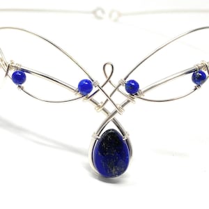 Wedding Tiara Circlet with Blue Lapis Lazuli