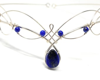 Wedding Tiara Circlet with Blue Lapis Lazuli
