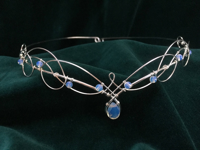 Circlet with Opalite Moonstones Elven Wedding Tiara Crown Headpiece Medieval Renaissance Wedding image 6