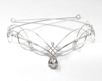 Elven Tiara Circlet Crystal Medieval Crown Renaissance Headpiece Celtic Bride Diadem