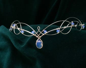 Circlet with Opalite Moonstones Elven Wedding Tiara Crown Headpiece Medieval Renaissance Wedding