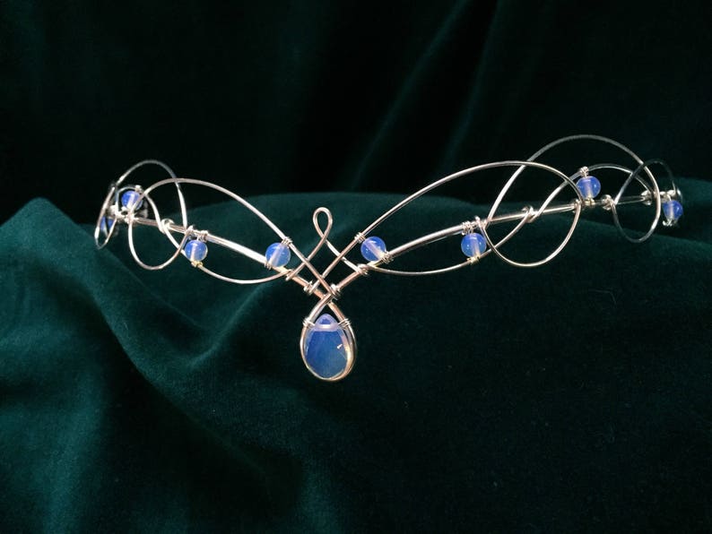 Circlet with Opalite Moonstones Elven Wedding Tiara Crown Headpiece Medieval Renaissance Wedding image 1