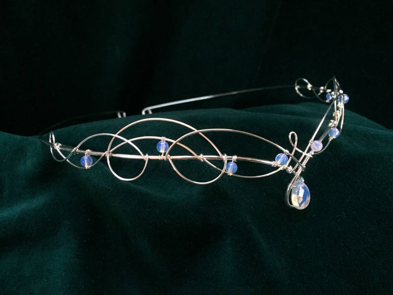 Circlet with Opalite Moonstones Elven Wedding Tiara Crown Headpiece Medieval Renaissance Wedding image 4