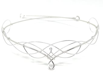 Silver Circlet Elven Crown Celtic Tiara Medieval Headdress Bridal Tiara Wedding Headpiece