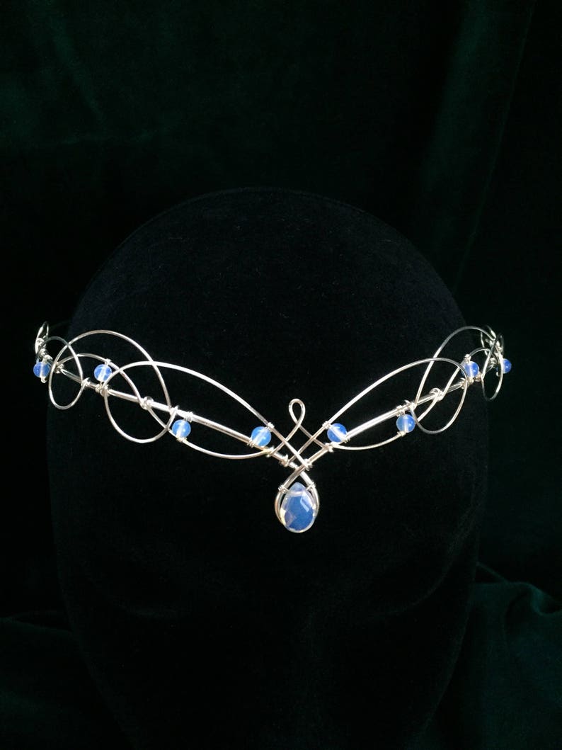 Circlet with Opalite Moonstones Elven Wedding Tiara Crown Headpiece Medieval Renaissance Wedding image 5