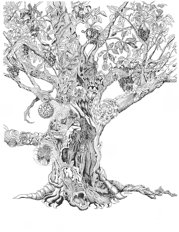 Pencil Drawing Pen And Ink Tree Drawing Tree Of Knowledge, Fantasy