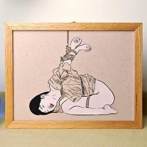 Shibari Rope Art Print – Hand-Painted - Kinky Bondage Illustration on 250g Fine Art Paper – Rope Lover Wall Decor