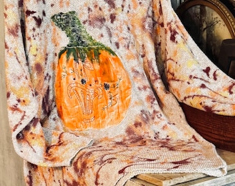 Fall Tunic. Splash Paint, Pumpkin, Size 2X Cotton