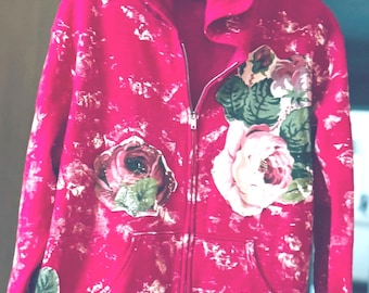 Flannel Hoodie, Splash Paint, Appliqued, Size XL