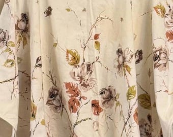 Upcycled Vintage Kitchen Linens Tunic, Fall Floral Print, Loose Casual Top