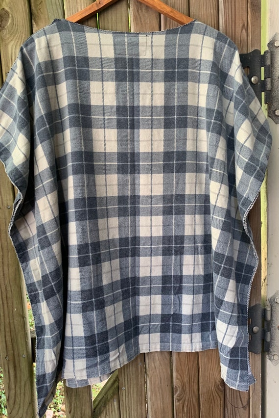 Flannel Caftan Size 3 4X Cotton Hand Painted appliqued Pumpkin Fall 24 Fashions Handmade Clothing Gray blue Plaid Coverup Washable Etsy