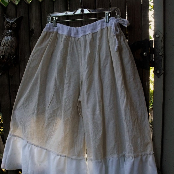 Bloomers/Wide Leg/Cotton Muslin/Eyelet Ruffle/Plus Size