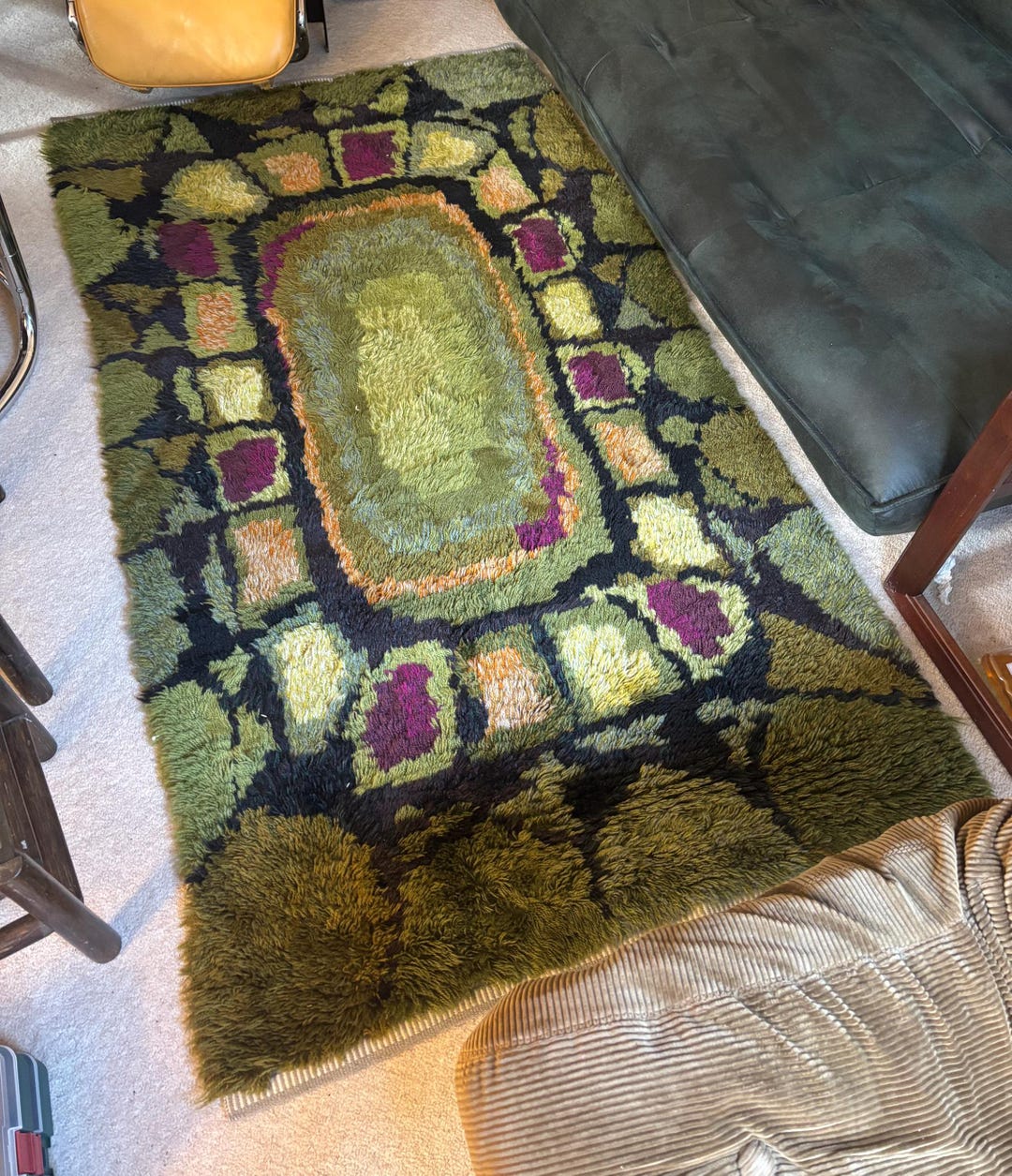 70s Rya Rug Very Large Swedish Modernist 70s Rya Rug Deep Pile - Stunning, 180cm X ...